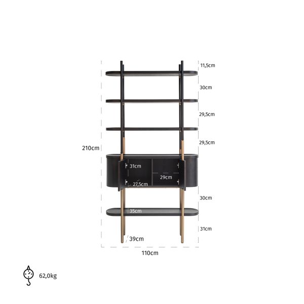 Wandkast Jameson 2-deuren 4-planken (Charcoal) - Afbeelding 4
