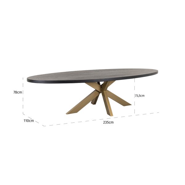 Eettafel Watson black 235 incl. spinpoot goud (Black) - Afbeelding 3