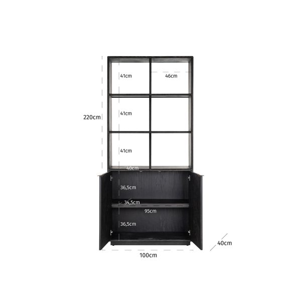 Boekenkast Blackbone brass 2-deuren (Black rustic) - Afbeelding 4