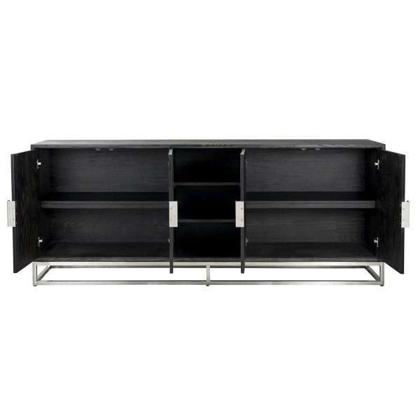 Dressoir Blackbone silver 4-deuren + open vak (Black rustic) - Afbeelding 6