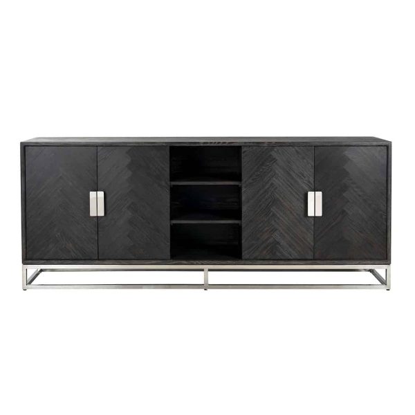 Dressoir Blackbone silver 4-deuren + open vak (Black rustic) - Afbeelding 3