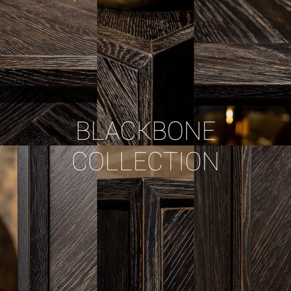 Dressoir Blackbone gold 4-deuren + open vak (Black rustic) - Afbeelding 5