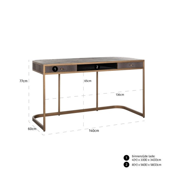 Bureau Classio 2-laden  (Brushed Gold) - Afbeelding 5