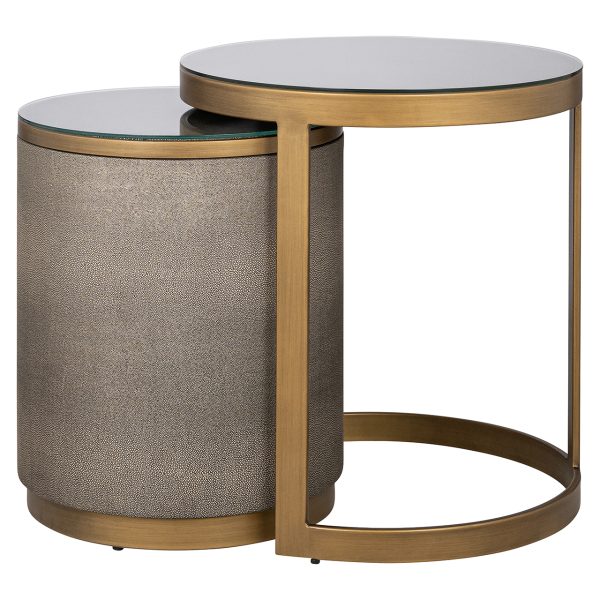 Bijzettafel Bloomville met glas set van 2 (Gold) - Afbeelding 2
