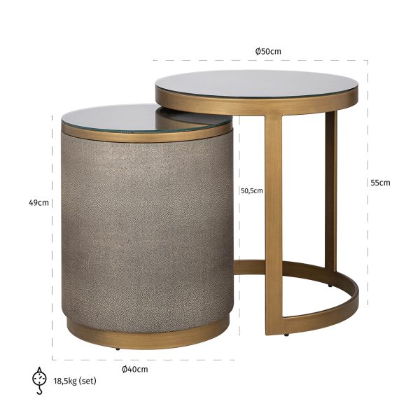 Bijzettafel Bloomville met glas set van 2 (Gold) - Afbeelding 5