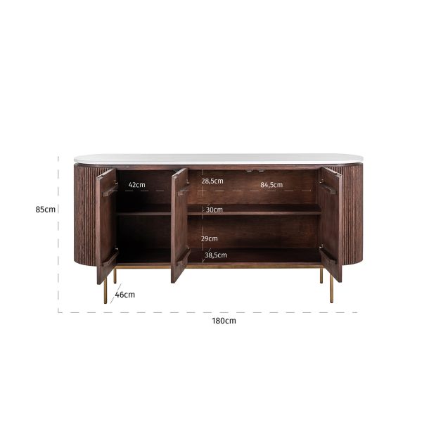 Dressoir Barkley 3-deuren  (Brushed Gold) - Afbeelding 4