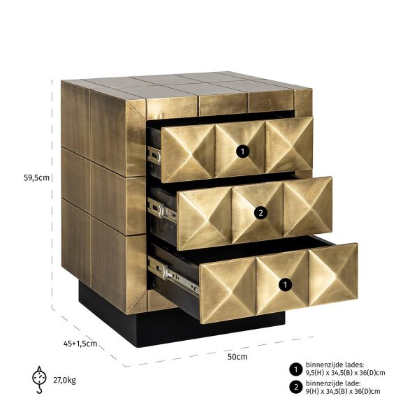 Nachtkast Collada 3-laden (Brushed Gold) - Afbeelding 5