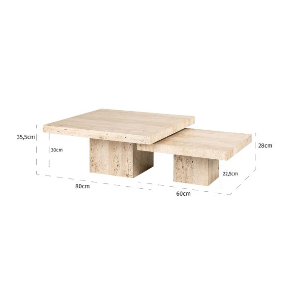 Salontafel La Cantera vierkant set van 2 (Beige) - Afbeelding 5