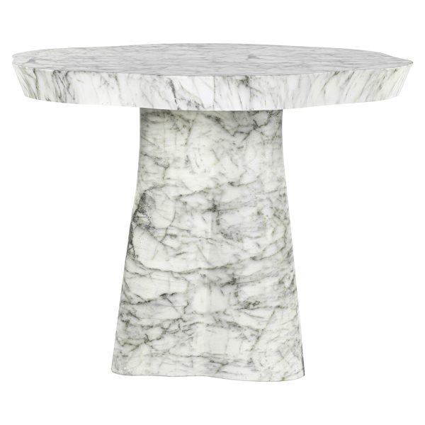 Eettafel Rockyard 100Ø faux wit marmer indoor/outdoor (White)