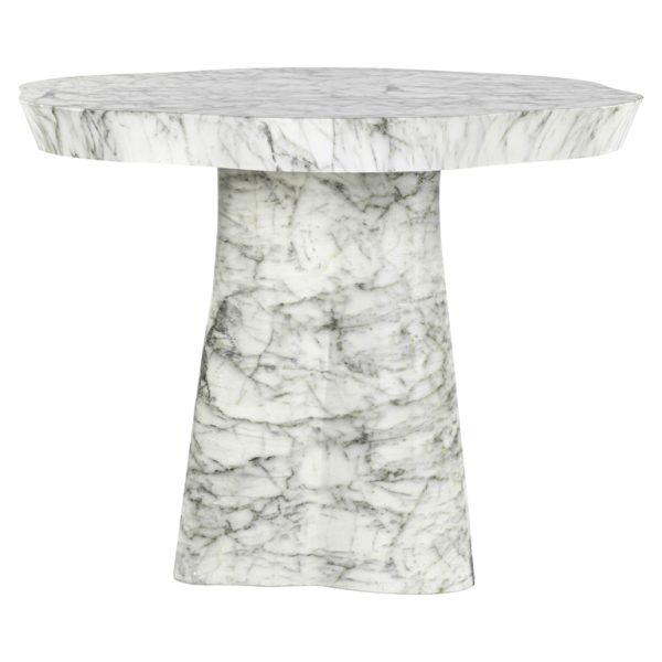 Eettafel Rockyard 140Ø faux wit marmer indoor/outdoor (White)