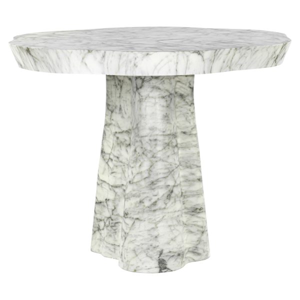 Eettafel Rockyard 140Ø faux wit marmer indoor/outdoor (White) - Afbeelding 2
