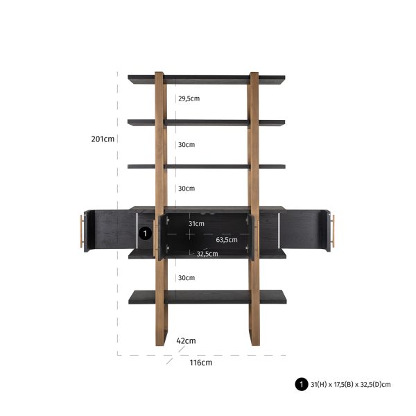 Wandkast Cambon 4-deuren 4-planken (Dark coffee) - Afbeelding 4