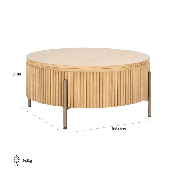 Salontafel Belfort 85Ø (Natural oak) - Afbeelding 3