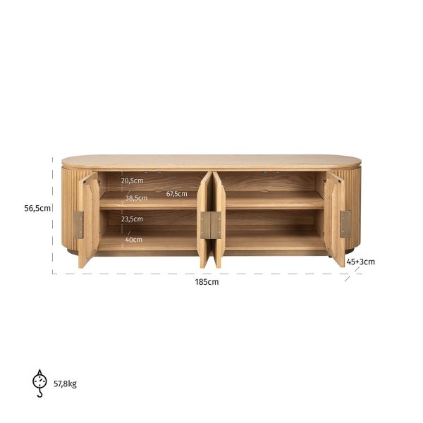 TV-meubel Belfort 4-deurs (Natural oak) - Afbeelding 5