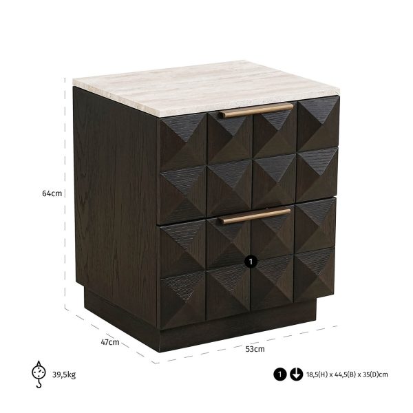 Nachtkastje Claremont 2-laden (Brown) - Afbeelding 5