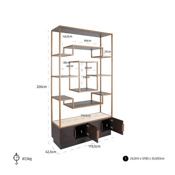 Wandkast Claremont (Brown) - Afbeelding 5