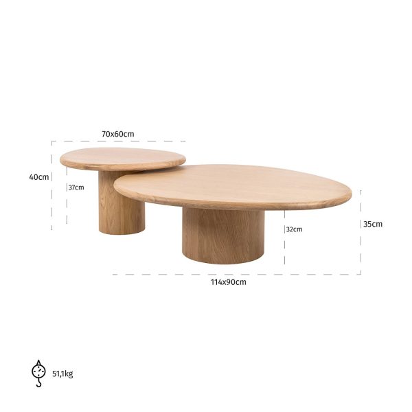 Salontafel Oakley set van 2 (Natural oak) - Afbeelding 5