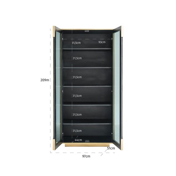 Wandkast Finsbury 2-deurs (Black/gold) - Afbeelding 4