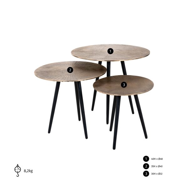 Salontafel Vittorio set van 3 champagne gold (Champagne gold) - Afbeelding 3