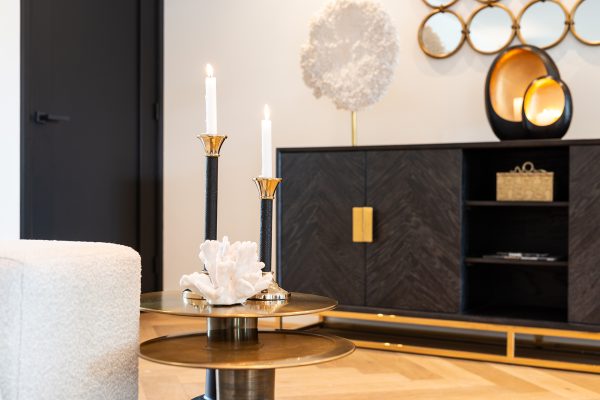 Dressoir Blackbone gold 4-deuren + open vak (Black rustic) - Afbeelding 7