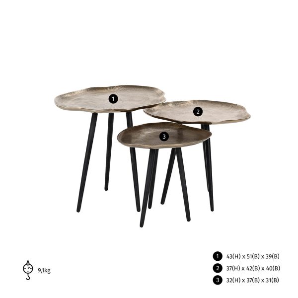 Salontafel Volenta set van 3 champagne gold (Champagne gold) - Afbeelding 3