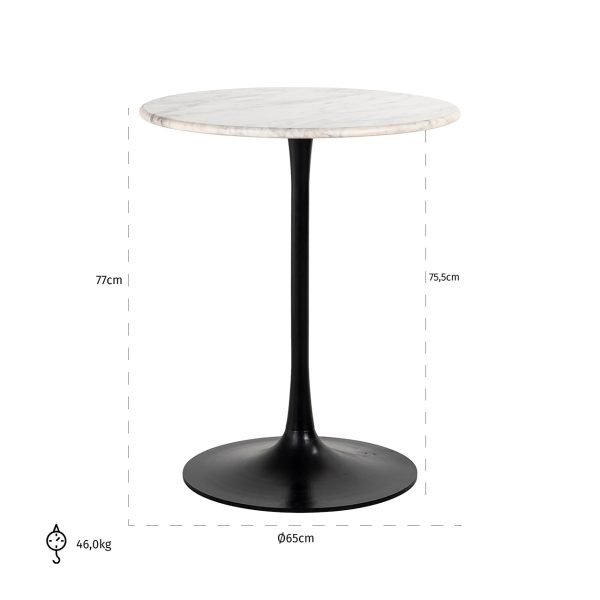 Bistrotafel Carlten wit 65Ø (Black/white) - Afbeelding 3