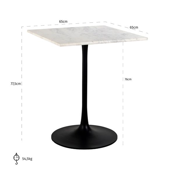 Bistrotafel Carlten wit vierkant (Black/white) - Afbeelding 4