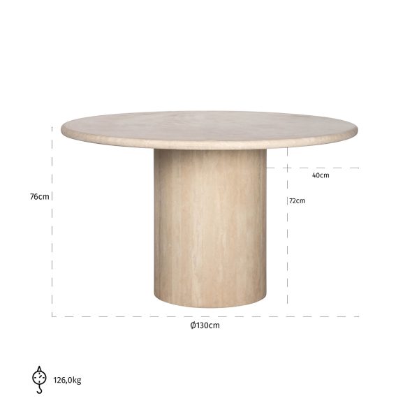 Ronde eettafel Renaissance beige Travertine (Beige) - Afbeelding 3