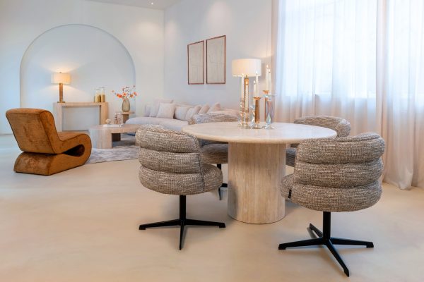 Ronde eettafel Renaissance beige Travertine (Beige) - Afbeelding 8