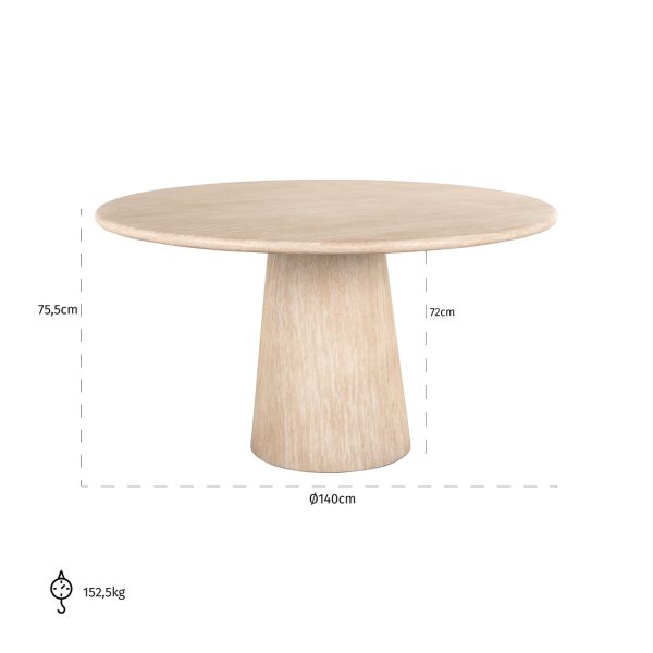 Eettafel Fictus 140Ø faux travertine (Beige) - Afbeelding 2
