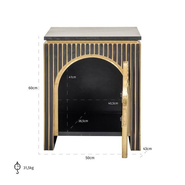 Nachtkastje Les Arcs 1-deur (Brushed Gold) - Afbeelding 5