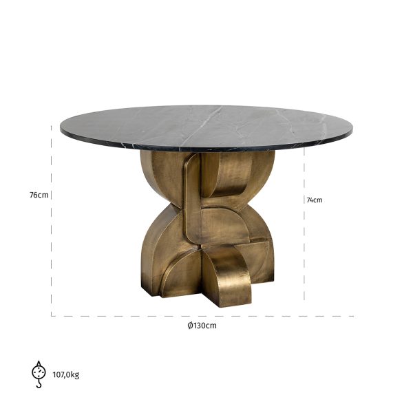 Eettafel Maddox 130Ø (Black/gold) - Afbeelding 4