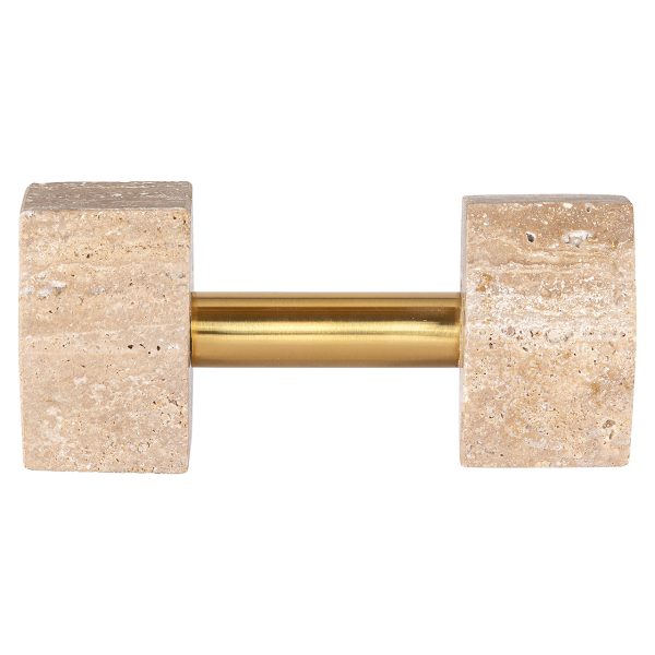 Deco object Dumble beige / shiny brass (Beige) - Afbeelding 2