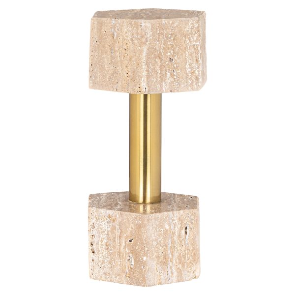 Deco object Dumble beige / shiny brass (Beige) - Afbeelding 3