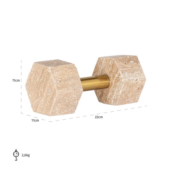 Deco object Dumble beige / shiny brass (Beige) - Afbeelding 4