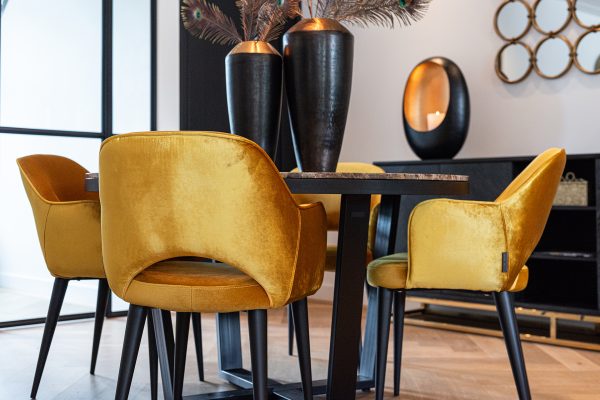 Dressoir Blackbone gold 4-deuren + open vak (Black rustic) - Afbeelding 12