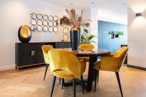 Dressoir Blackbone gold 4-deuren + open vak (Black rustic) - Afbeelding 13