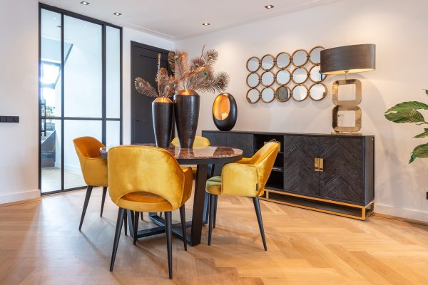 Dressoir Blackbone gold 4-deuren + open vak (Black rustic) - Afbeelding 14