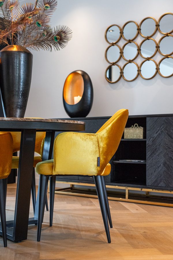 Dressoir Blackbone gold 4-deuren + open vak (Black rustic) - Afbeelding 15