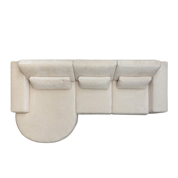 Bank Felix lounge links rond + 2,5 zitter white chenille (Bergen 900 white chenille) - Afbeelding 2
