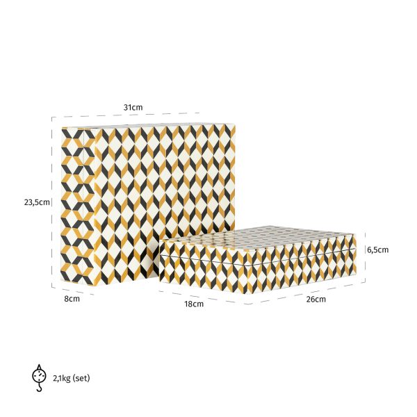 Opbergbox Frences set van 2 (Black/gold) - Afbeelding 3