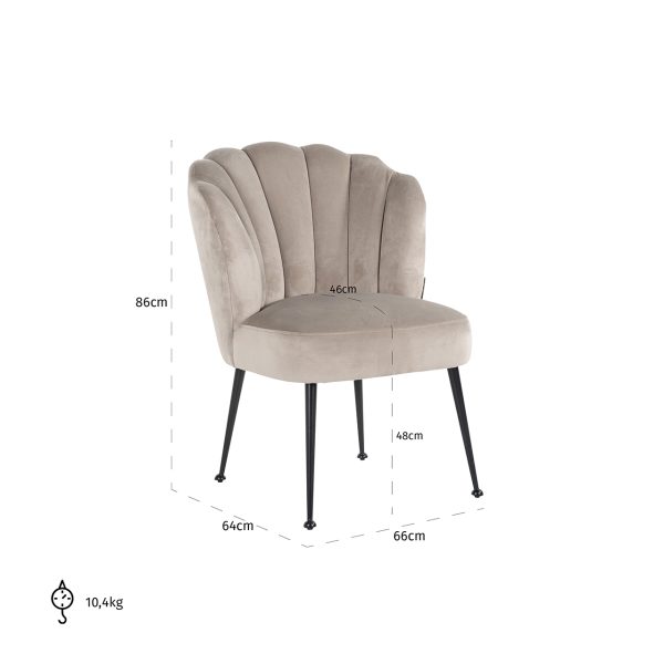Stoel Pippa khaki velvet / black (Quartz Khaki 903) - Afbeelding 5