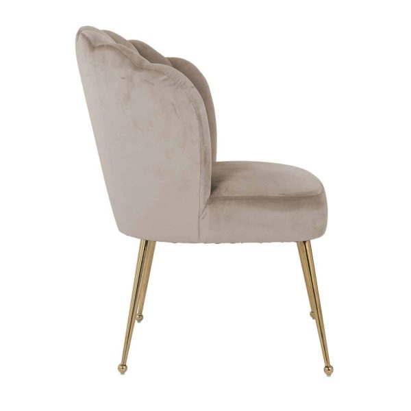 Stoel Pippa khaki velvet / gold (Quartz Khaki 903) - Afbeelding 2