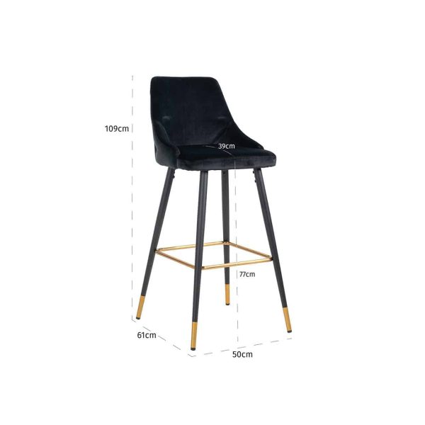 Barstoel Imani black velvet (Quartz Black 800) - Afbeelding 5