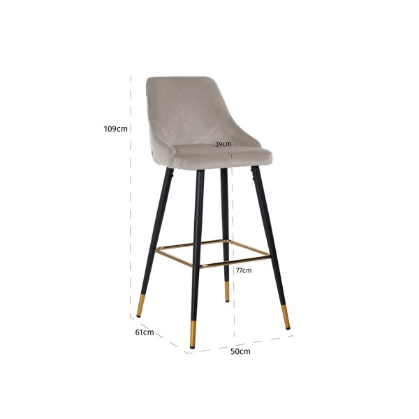 Barstoel Imani khaki velvet (Quartz Khaki 903) - Afbeelding 5