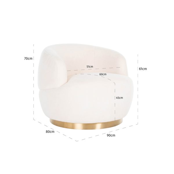 Draaifauteuil Teddy white furry (Himalaya 900 white furry) - Afbeelding 5