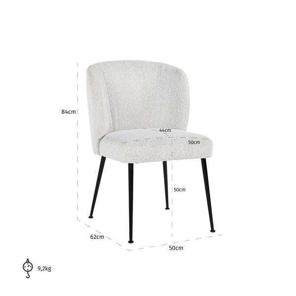 Stoel Fallon White Bouclé / black (Copenhagen 900 Bouclé White) - Afbeelding 5