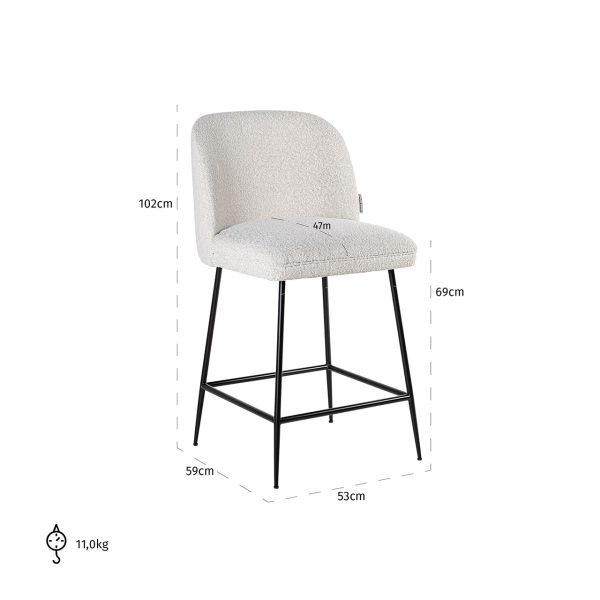 Counterstoel Pullitzer white bouclé / black (Copenhagen 900 Bouclé White) - Afbeelding 5