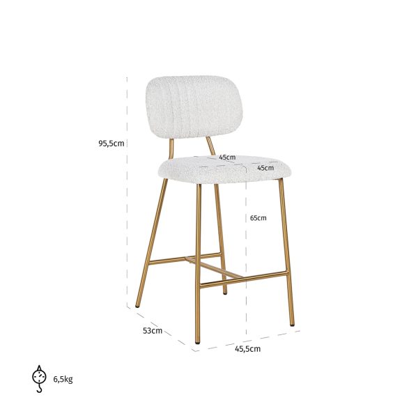 Counterstoel Xenia white bouclé / brushed gold (Copenhagen 900 Bouclé White) - Afbeelding 5