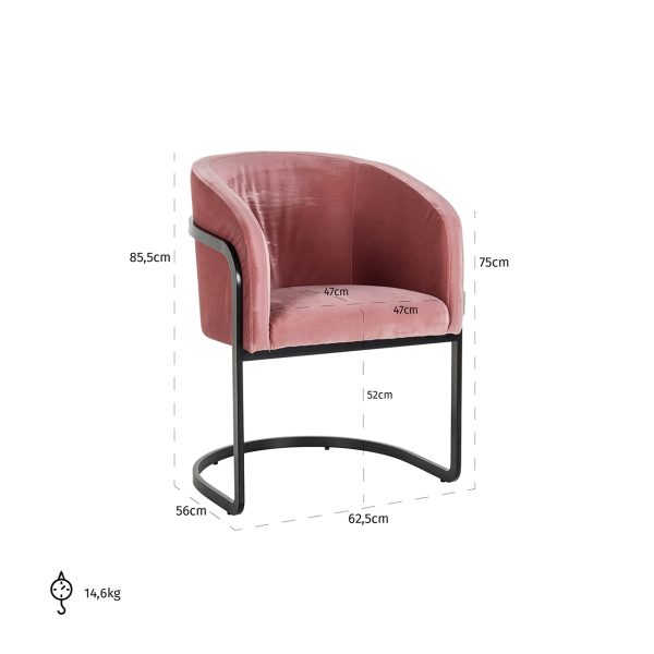 Stoel Chiara blush velvet (Genova 706  Blush) - Afbeelding 5